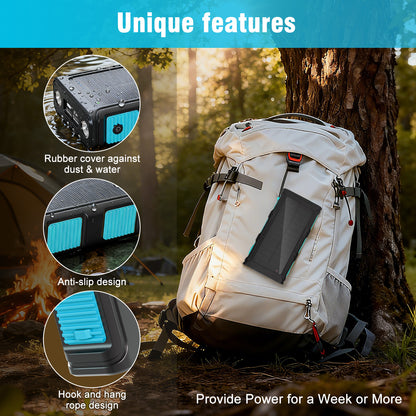 Power Bank Wireless Charger 68800mAh Built in Hand Crank and 4 Cables 15W Fast Charging Power Bank 7 Outputs & 4 Inputs Solar Portable Charger, Sos/Strobe/Strong Flashlights, Compass(Blue)