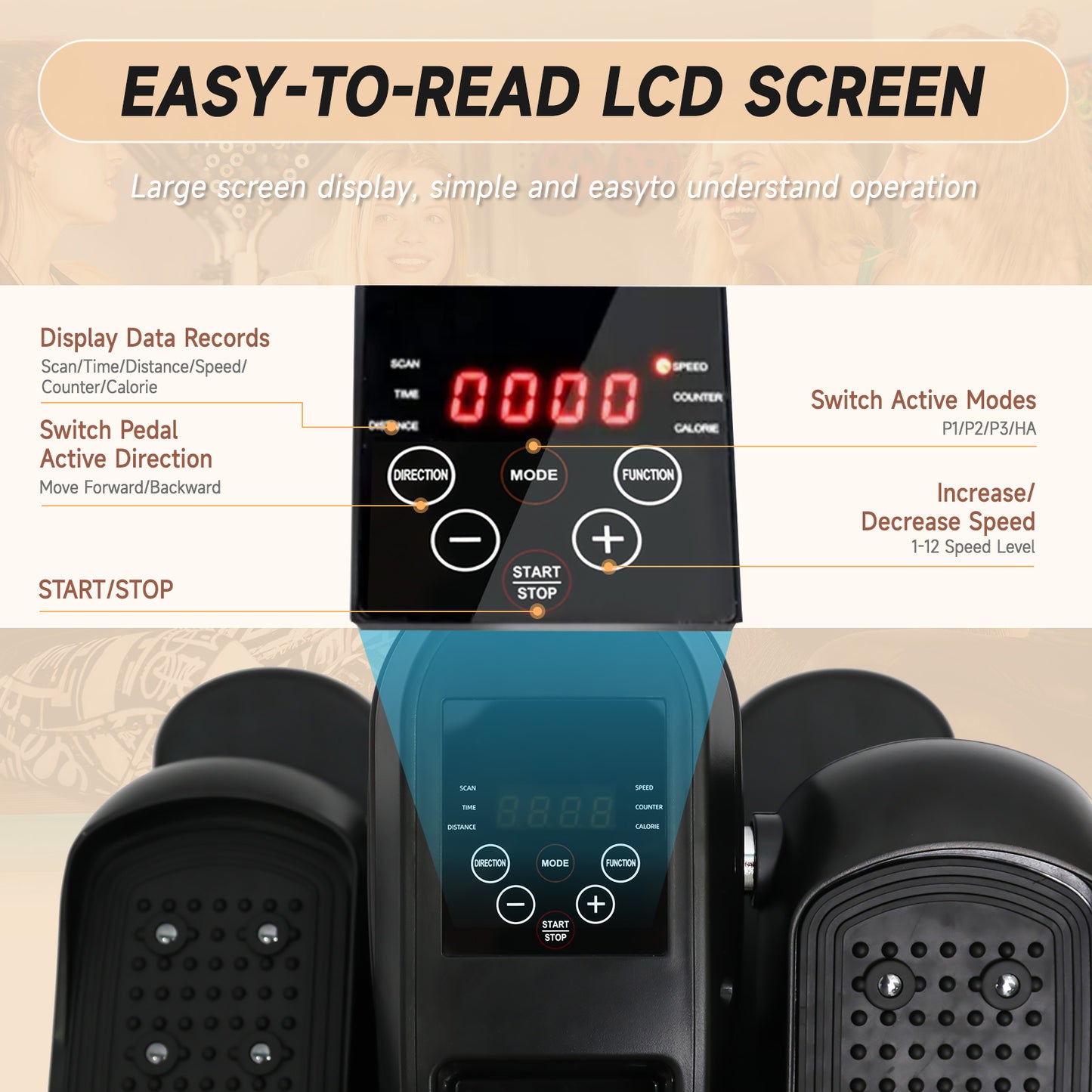 CATGOOD Under Desk Elliptical Machine, 12 Adjustable Speeds Mini ellipse Leg Exerciser with Remote Control, Forward & Backward Motion, Manual & Electric Dual Modes for Home Office