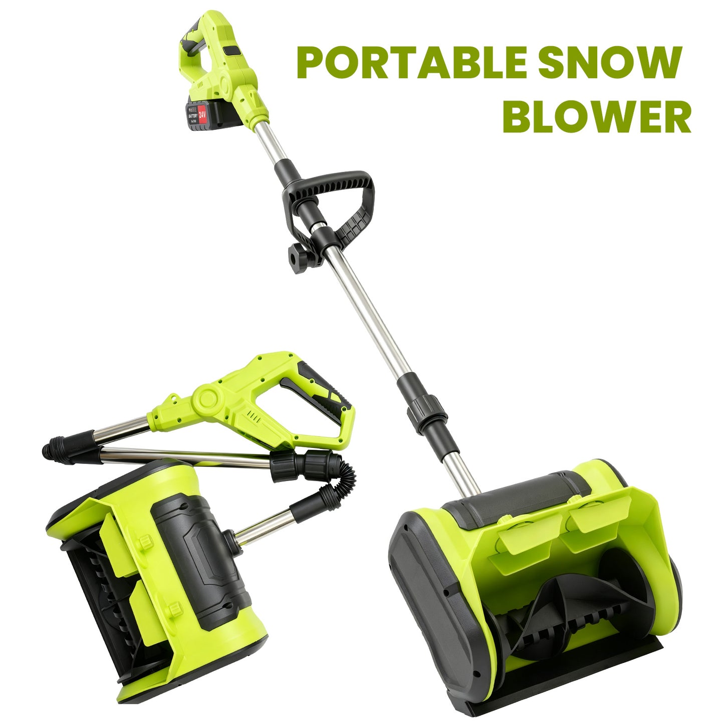 BAOKALER 21V 11inch Cordless Snow Shovel, 6.6lbs Lightweight Electric Snow Blower with 2 x 4.0Ah Battery & Fast Charger for Driveway & Sidewalks,Green