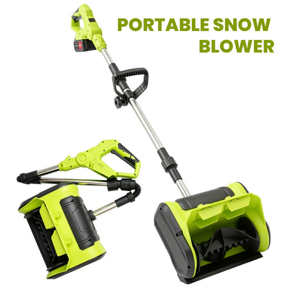 BAOKALER 21V 11inch Cordless Snow Shovel, 6.6lbs Lightweight Electric Snow Blower with 2 x 4.0Ah Battery & Fast Charger for Driveway & Sidewalks,Green