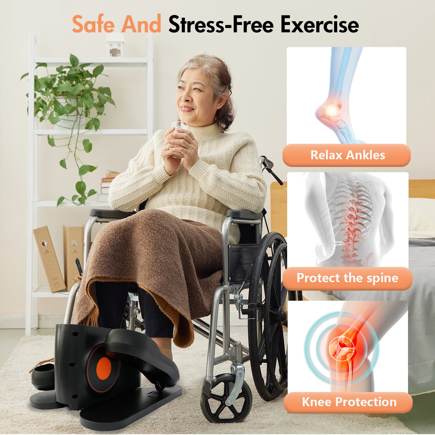 Under Desk Elliptical Machine, Leg Exerciser While Sitting for Seniors, Seated Pedal Exerciser with LED Display Monitor