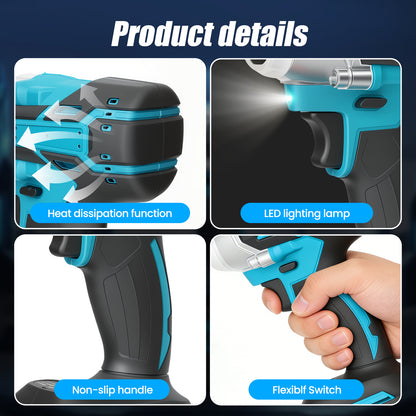 Baokaler Cordless Impact Wrench 1/2-Inch, Max Torque 740 Ft-lbs Impact Gun, High Efficiency Brushless Motor with Fast Charger and 2 Battery, 21V High Torque Power Impact Driver for Car/Mower