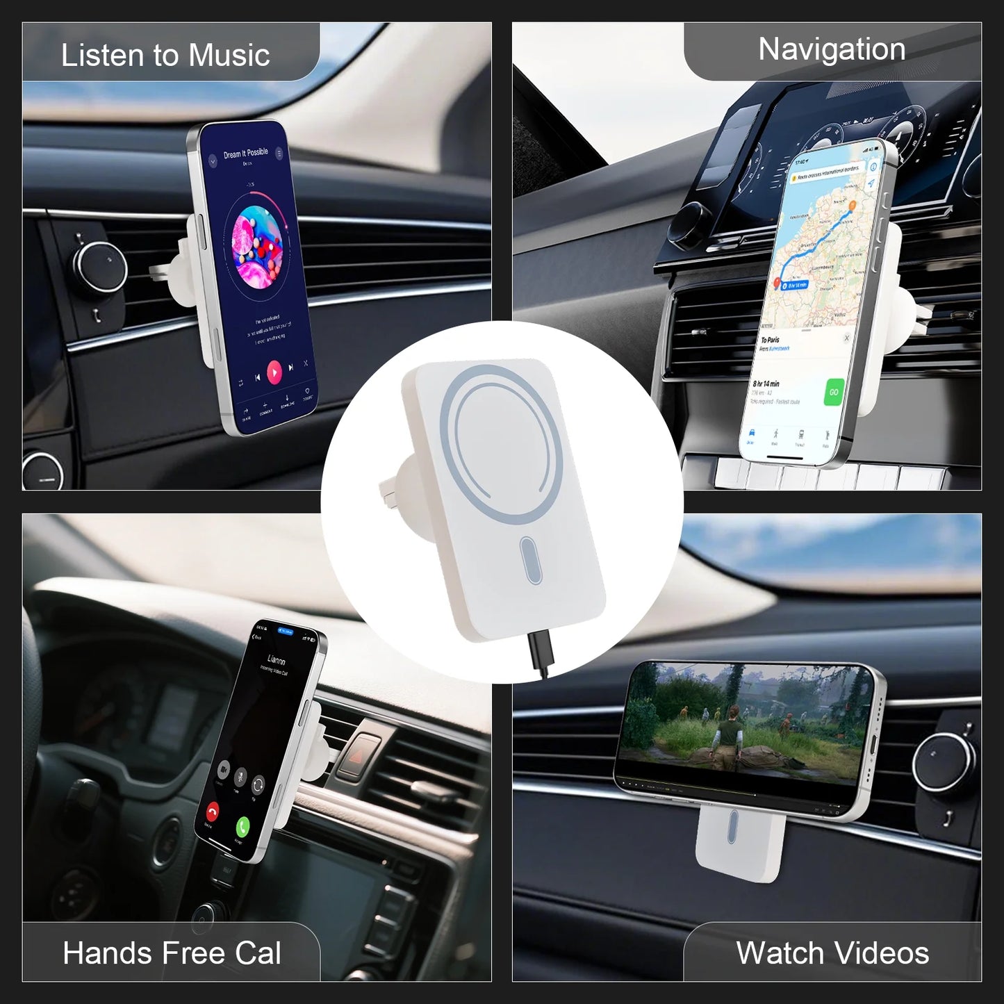 Wireless Charger Magnetic Car phone Holder for iPhone 17 16 15 14 13 Pro Max 12 Phone Car Accessories 15W Fast Charging Car Mount Charger