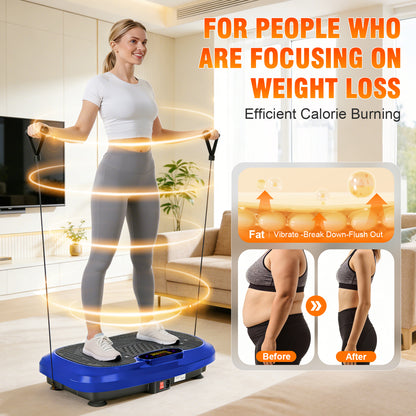 CATGOOD Vibration Plate Exercise Machine, Full Body Vibration Platform with 2 Loops & 5 Resistance Bands for Wellness and Fitness, Blue