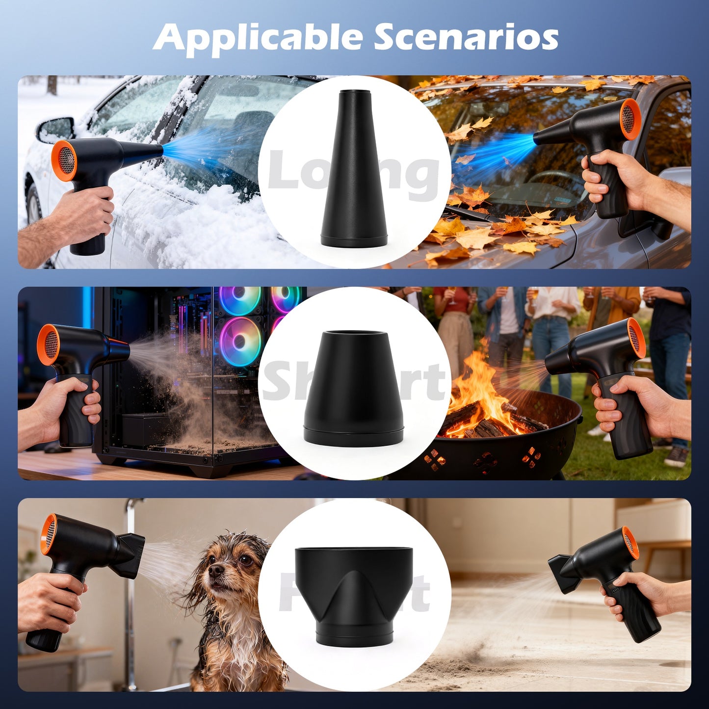 BAOKALER Brushless Compressed Air Duster, 260000RPM Air Duster Vacumm, 3 Speeds Adjustable and 6AH Battery