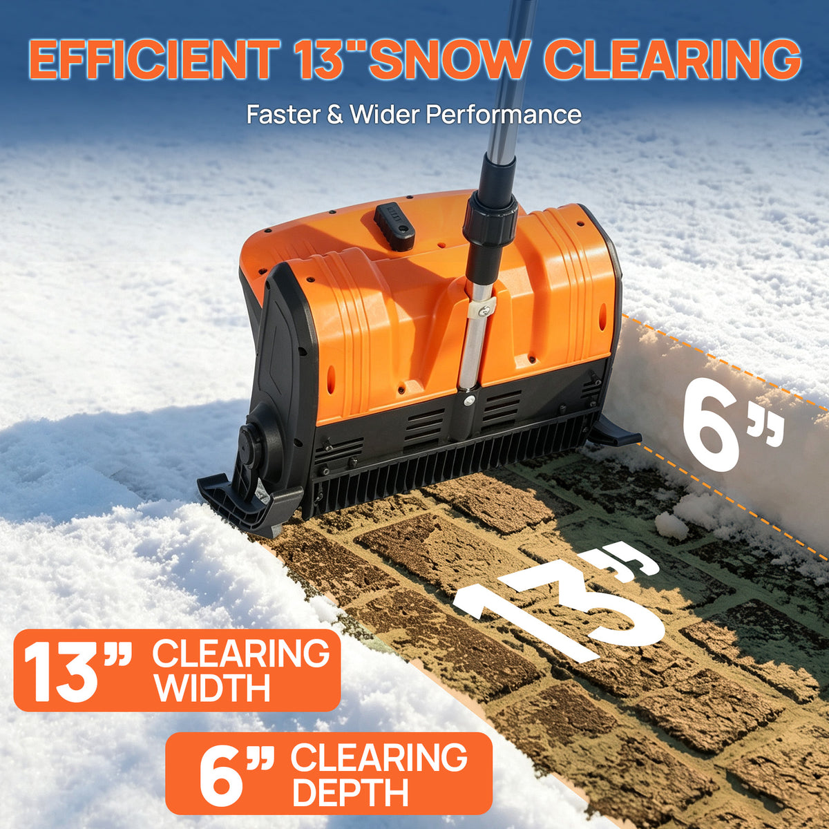 BAOKALER 21V Cordless Snow Shovel, 13 inch Electric Snow Blower with 2 x 4.0Ah Batteries and Ski Wheels for Driveways & Sidewalks