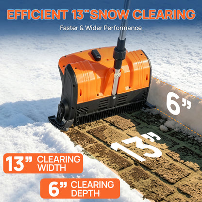 BAOKALER 21V Cordless Snow Shovel, 13 inch Electric Snow Blower with 2 x 4.0Ah Batteries and Ski Wheels for Driveways & Sidewalks