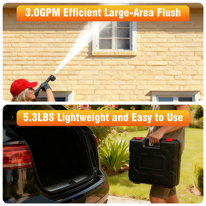 900PSI Cordless Pressure Washer, 3.0GPM Portable Power Washer with 6-in-1 Adjustable Nozzle, Power Cleaner with 16.4ft Hose for Cars/Patios, 1 Battery, Charger Included