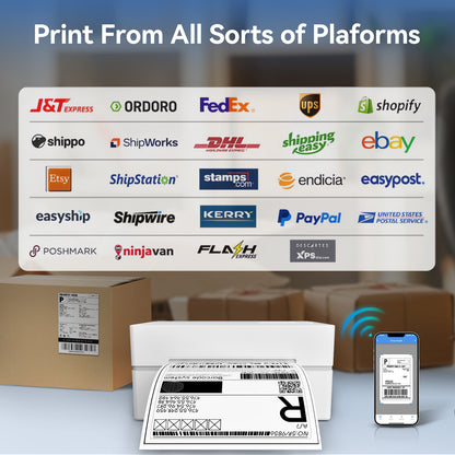 BAOKALER 4x6 Thermal Label Printer - Bluetooth Shipping Label Maker for Packages, Compatible with Windows iOS Android, Wireless Sticker Printing for Business and Home