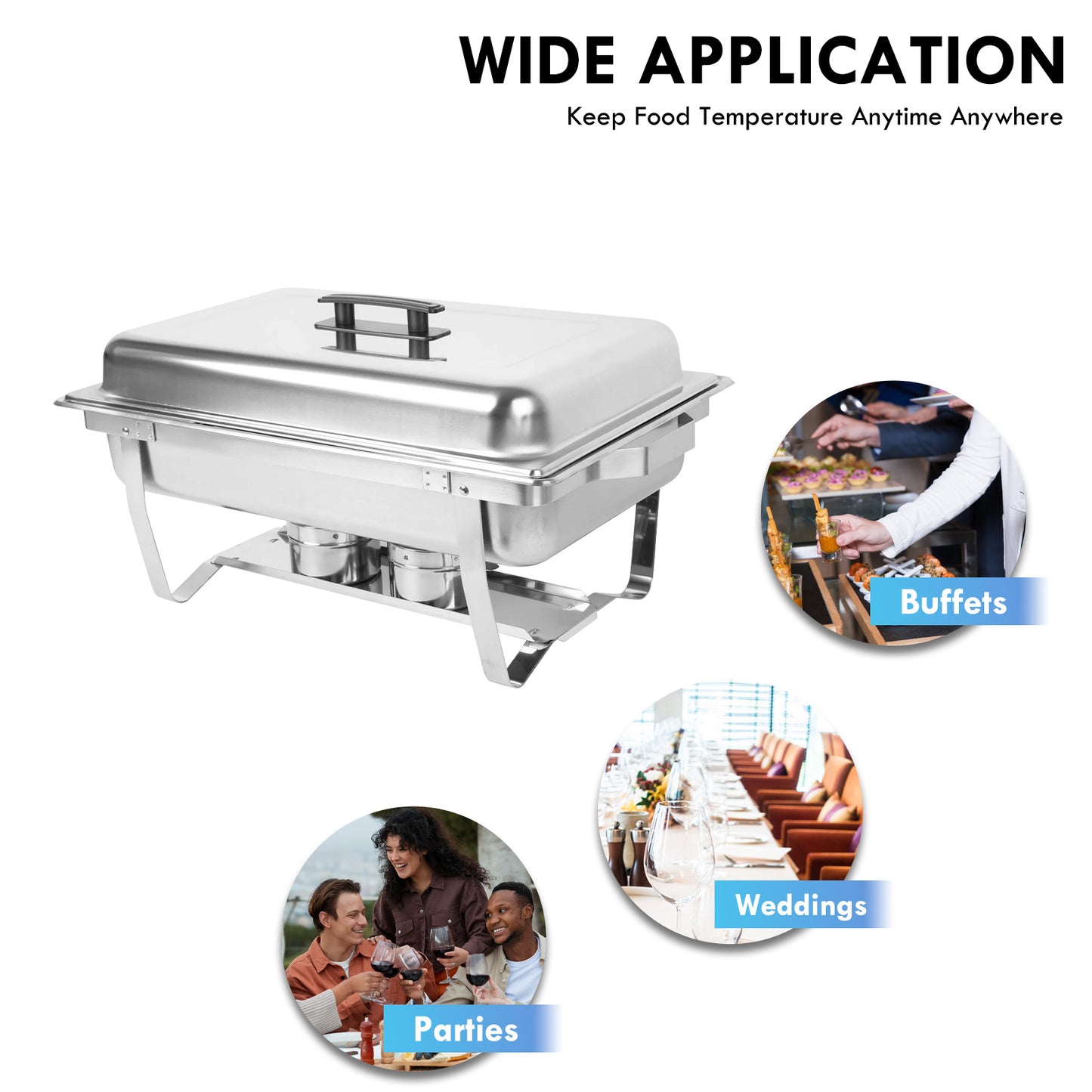 Chafing Dish Buffet Set 2 Pack, 8QT 3 Compartment Stainless Steel Chafing Dish Set, Buffet Warmer for Catering, Parties, Weddings