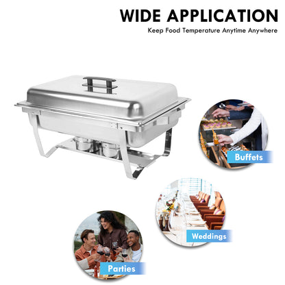 Chafing Dish Buffet Set 2 Pack, 8QT 3 Compartment Stainless Steel Chafing Dish Set, Buffet Warmer for Catering, Parties, Weddings
