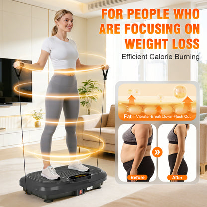 Vibration Plate Exercise Machine, Full Body Vibration Platform with 2 Loops & 5 Resistance Bands for Wellness and Fitness, Black
