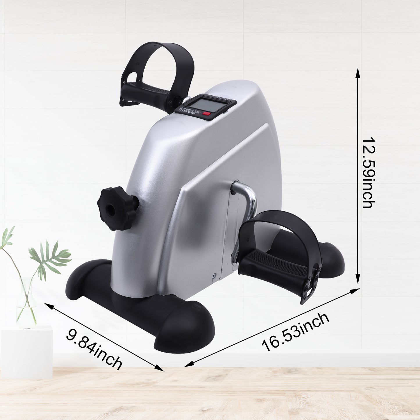 Mini Exercise Bike, Under Desk Bike Pedal Exerciser porable Foot Cycle Arm & Leg Peddler Machine with LCD Screen Displays,Silver