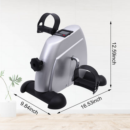 Mini Exercise Bike, Under Desk Bike Pedal Exerciser porable Foot Cycle Arm & Leg Peddler Machine with LCD Screen Displays,Silver