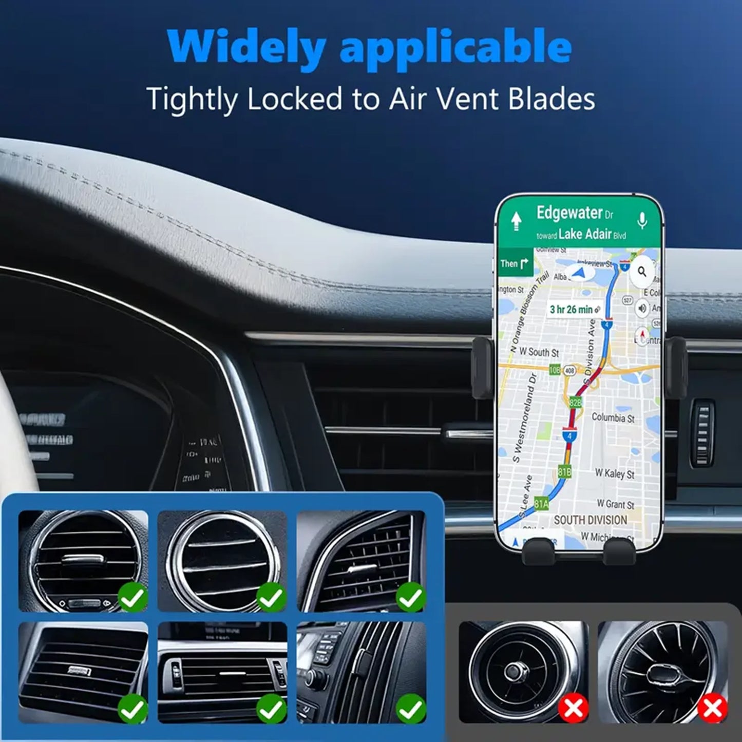 360 Rotation Car GPS Phone Holder,Air Vent Clip Cellphone Bracket Fast Charging Stand For iPhone 17 16 15 14 13 12 Samsung S25 Xiaomi Mount