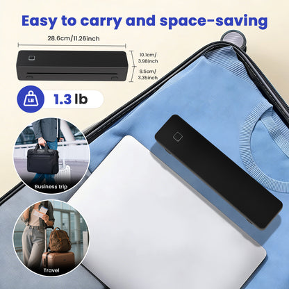 Thermal Printer for Travel, Supports US Letter, A4, A5, B5 Thermal Paper, Portable Wireless Inkless Phone Printer for Home Office, Compatible with Android iOS Phone & Laptop, Black