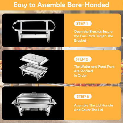 BAOKALER 2 Pack 9QT Chafing Dish Buffet Set Stainless Steel Food Warmer Chafer Complete Set with Water Pan, Chafing Fuel Holder for Party Catering