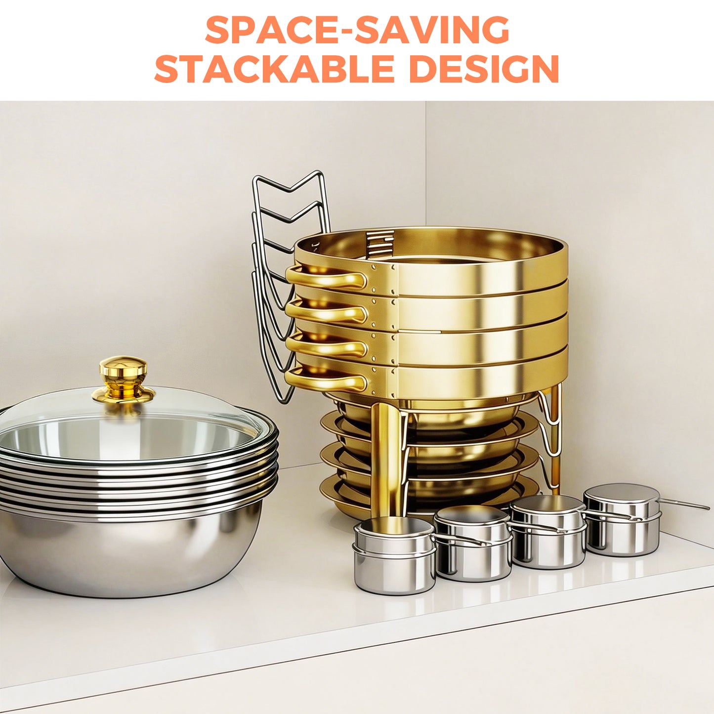CATGOOD 6 Pack Chafing Dish Buffet Set, 6QT Stainless Steel Food Warmers with Glass Lids & Gold Stands, Buffet Servers & Chafer Set for Parties, Weddings, Catering, Home Banquet