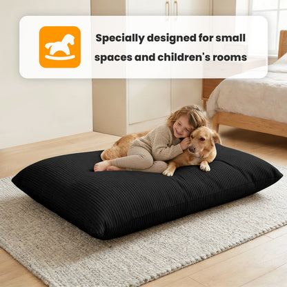CATGOOD 3-in-1 Bean Bag Chair for Kids Adults, Convertible kids chair with Skin Friendly Fabric for Living Room, Bedroom, Black