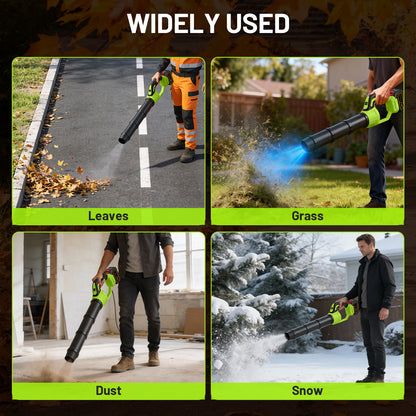 BAOKALER Cordless Leaf Blower, 580CFM 180MPH Handheld Leaf Blower with 2 x 4000mAh Batteries & Charger for Yard, Patio, Driveway Cleaning, Green