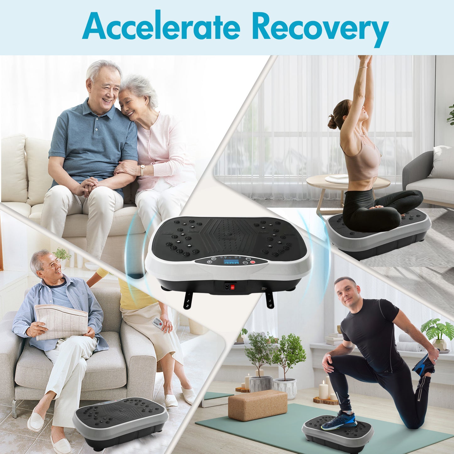 Vibration Plate, Full Body Shaker Platform for Home Exercise, Vibration Board with 5 Pull Ropes
