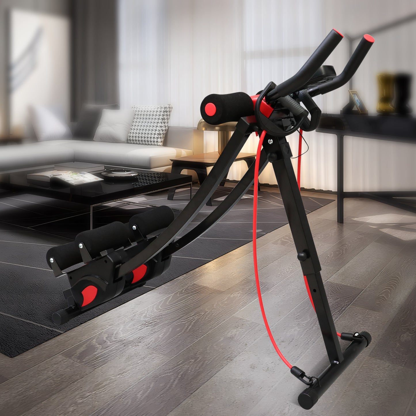 RICAN Dual Track ab Machine, ab Workout Equipment for Home Gym, Height Adjustable Ab Trainer Exercise Equipment, Foldable Fitness Equipment, Core & Abdominal Exercise and Strength Training