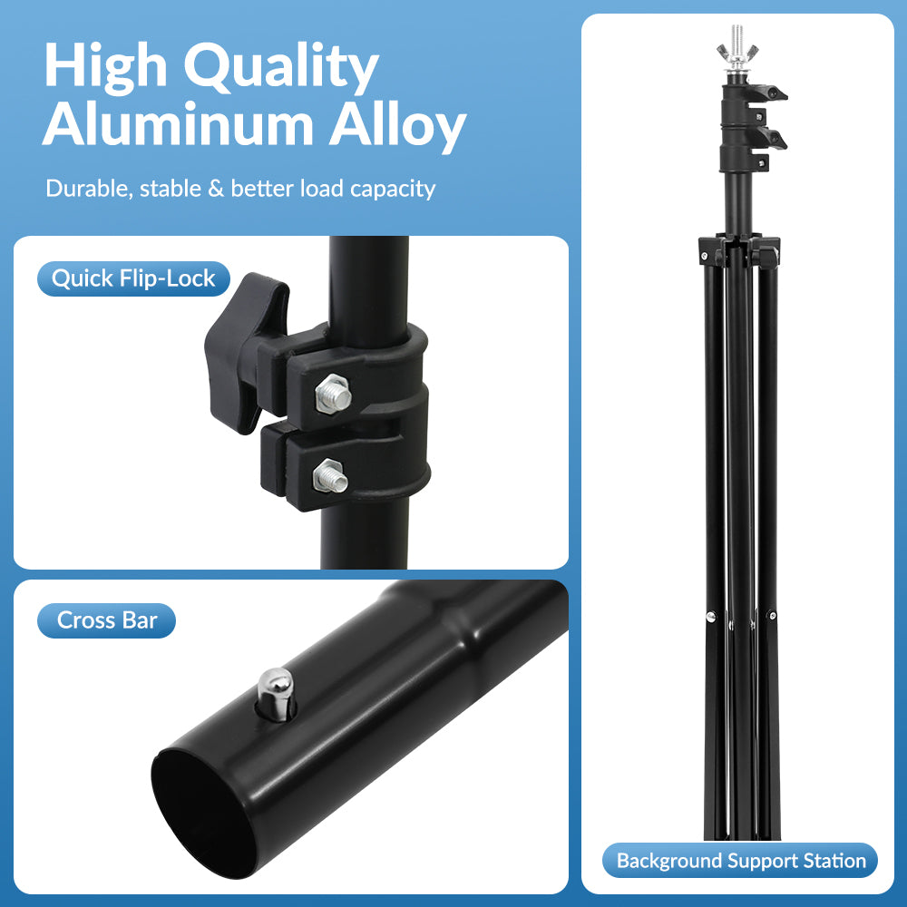 Backdrop Stand Photo Studio Adjustable Background Stand Support Kit with 4 Backdrop Clamps 2 Sandbags