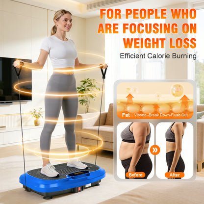Vibration Platform with Loop Bands & Remote Control for Home Fitness & Weight Loss & Muscle Toning, Black
