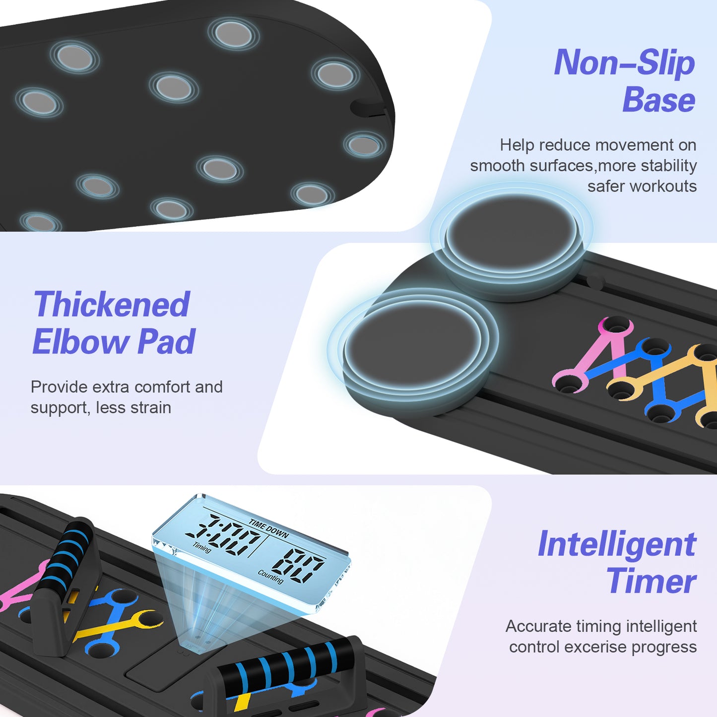 ALSO GO Pilates Board, Multifunctional Abdominal Board, Portable Pilates Machine with LED for Home, Sliding Workout Equipment with Knee Protected, Black