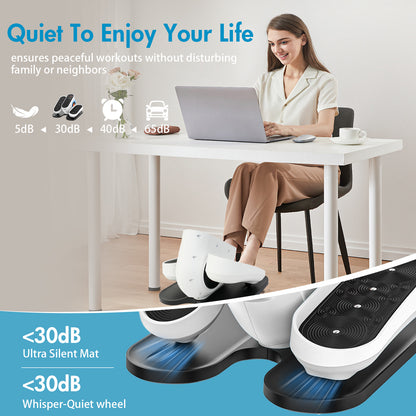 Under Desk Elliptical Machine, Fully Assembled Portable Leg Exerciser for Seniors and Adults, Quiet Electric Seated Pedal System with Remote Control and Non-Slip Straps