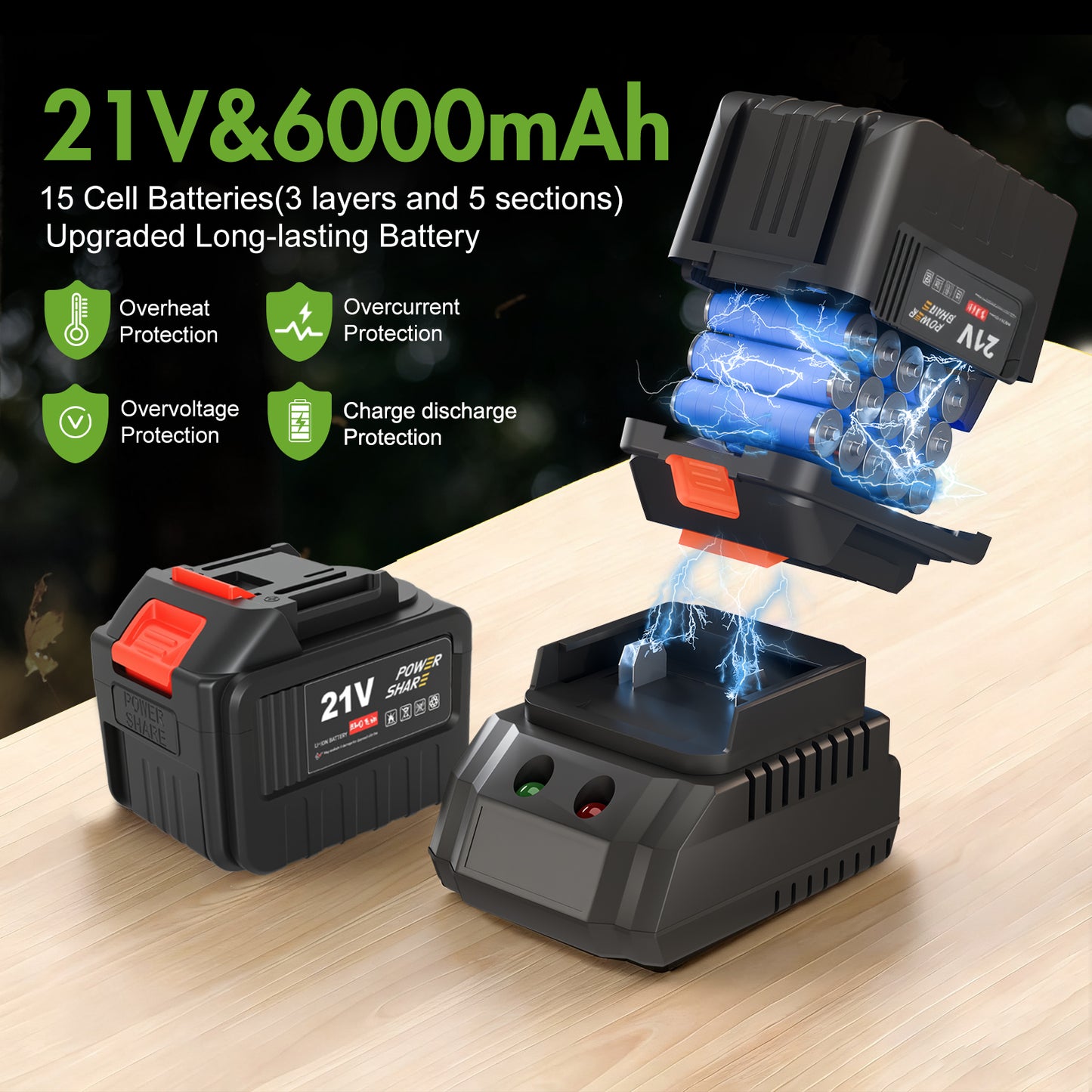 Leaf Blower Cordless, 680CFM/280MHP Electric Leaf Blowers with 2 x 6.0Ah Batteries and Charger, 6 Speed Modes, Powerful Blowers for Lawn Care, Patio, Dust, Blowing Leaves