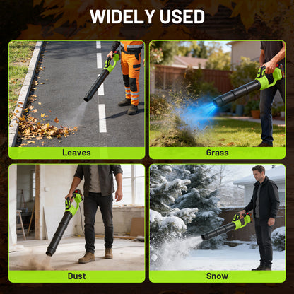 BAOKALER 21V Cordless Leaf Blower 580CFM/180MPH with 3 Batteries, 5-Section Telescoping Tube & Fast Charger Included, Variable Speed, for Yard & Driveway Cleaning, Green