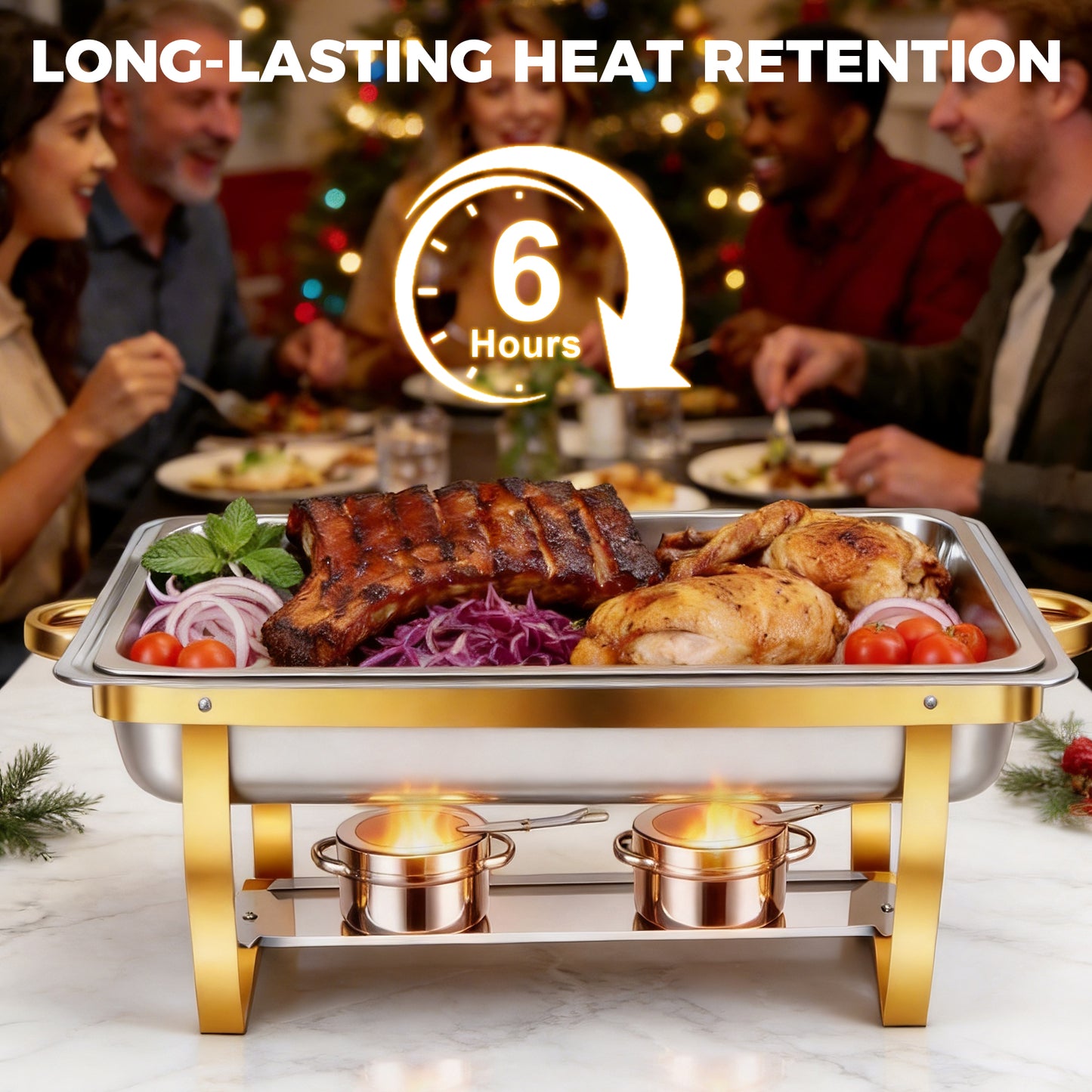 Baokaler 9QT Chafing Dish Buffet Set,High Grade Food Warmer,2PK Elegant Gold & Silver Chafing Dish for Parties, Buffet Server Food Warmer Gathering, Wedding, Event, Catering