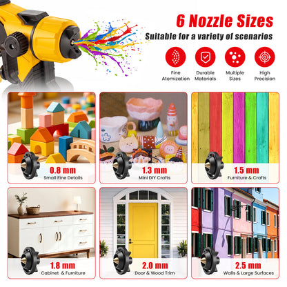 BAOKALER Cordless Paint Sprayer, Electric Spray Paint with 1400ml Container and 2×4.0Ah Batteries for Home Interior & Exterior, Furniture, Fence, Walls, Door, Garden Chairs, Yellow