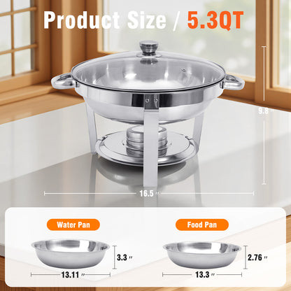 CATGOOD Chafing Dishes for Buffet, 5.3QT Chafing Dish Buffet Set, Food Warming Trays for Buffet, for Home Parties, Christmas Gatherings, Catering Events, Black/ 4 Pack