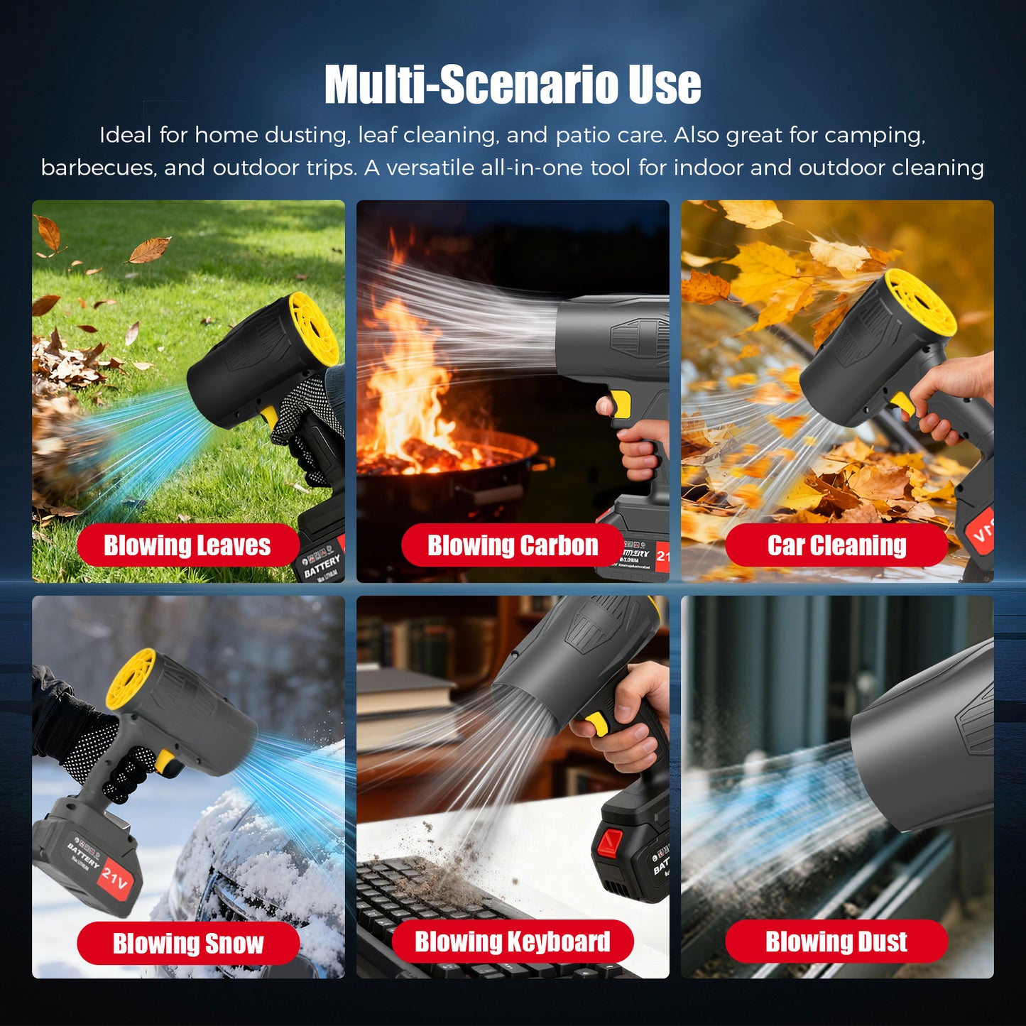 BAOKALER Electric Cordless Leaf Blower, 500CFM Handheld Leaf Blower with 2*4.0Ah Batteries and Charger for Patio Cleaning, Lawn Care