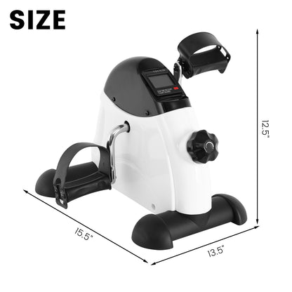 Under Desk Exercise Bike,Stationary Foot Pedal Exerciser,Portable Mini Exercise Bike with LCD Screen Displays for Leg/Arm Fitness and Health,White