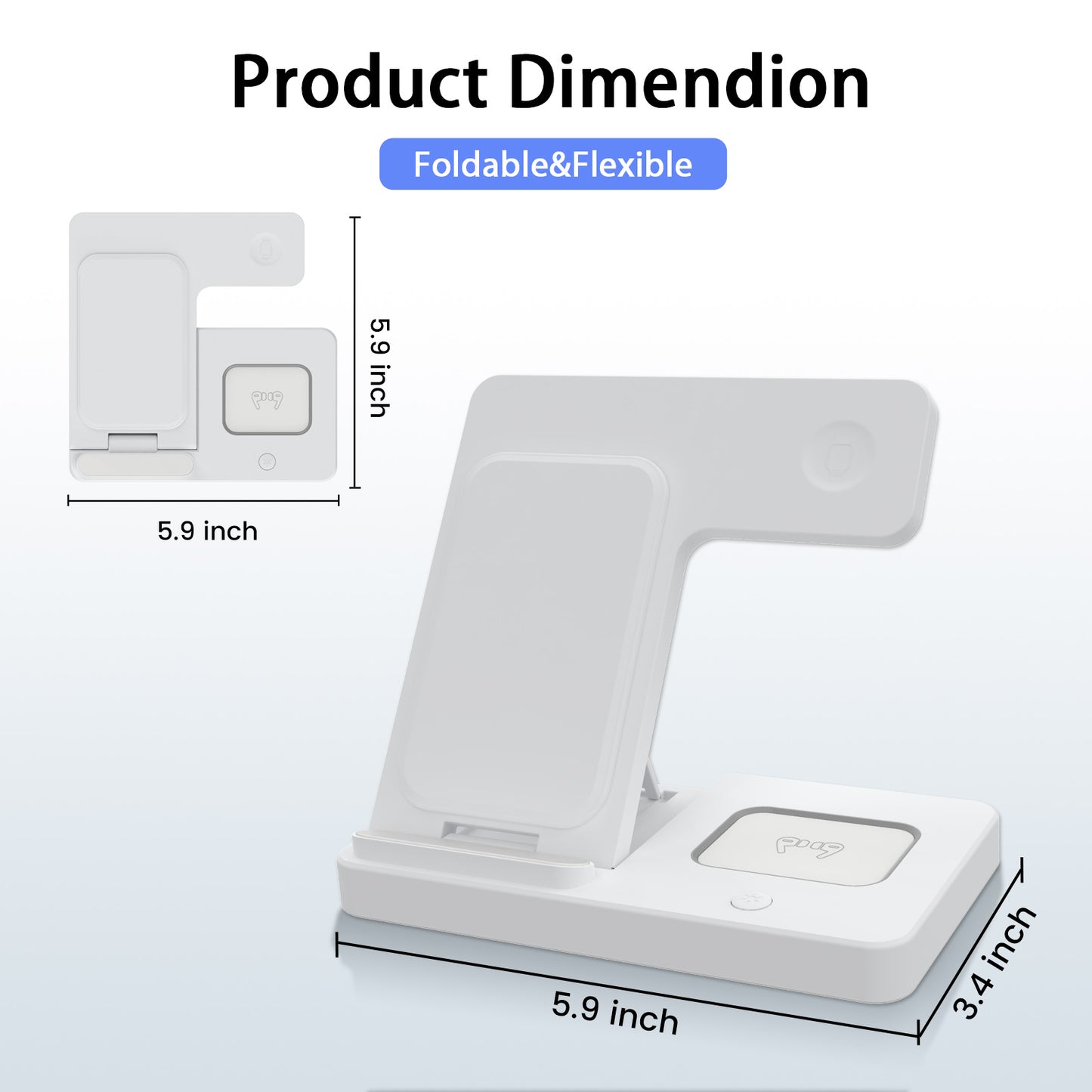 Wireless Charger, Magnetic Fast Charging Stand Compatible with iPhone 16 15 14 13 12 11 Pro Max Plus XS XR X 8, For Apple Watch 9 8 7 6 5 4 3 2 SE, For AirPods 3 2 Pro, 3 in 1 Charging Station