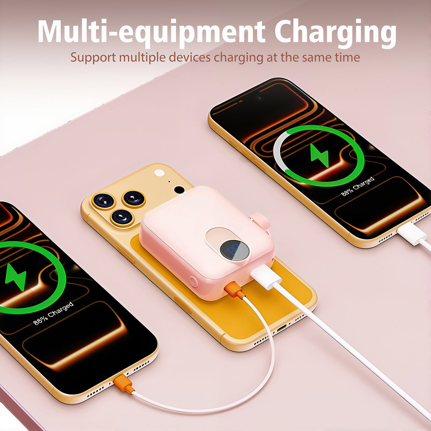 CATGOOD Magnetic Portable Charger, 10,000mAh Wireless Power Bank with USB-C Cable, Magnetic Battery Pack for iPhone 17/16/15/14/13/12 Series (Pink)