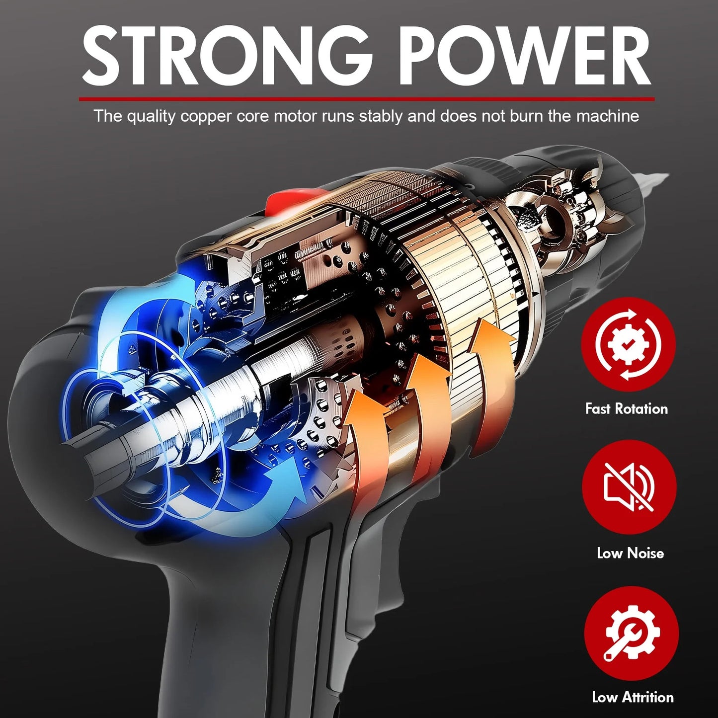 21V Cordless Drill Set with 2 Batteries, 3/8" Keyless Chuck, Multi-Functional Electric Power Drill Kit, Portable, 2 Variable Speed & LED Light, Black