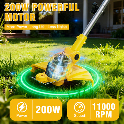 CATGOOD Cordless String Trimmer, 2AH Battery Powered Weed Trimmer with Fast Charger, Yellow