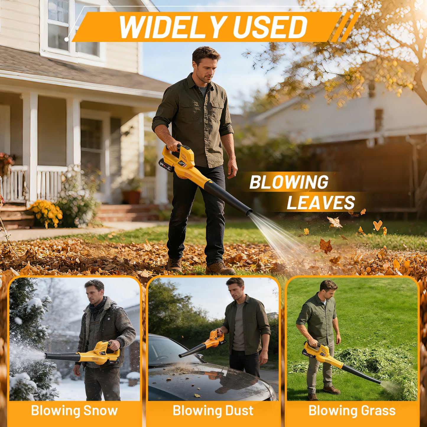 BAOKALER Cordless Leaf Blower, 158CFM 111MPH Powerful Electric Blower with 2 x 2.0Ah Batteries & Charger, Portable Blower for Patio, Garden, Car, Worksite