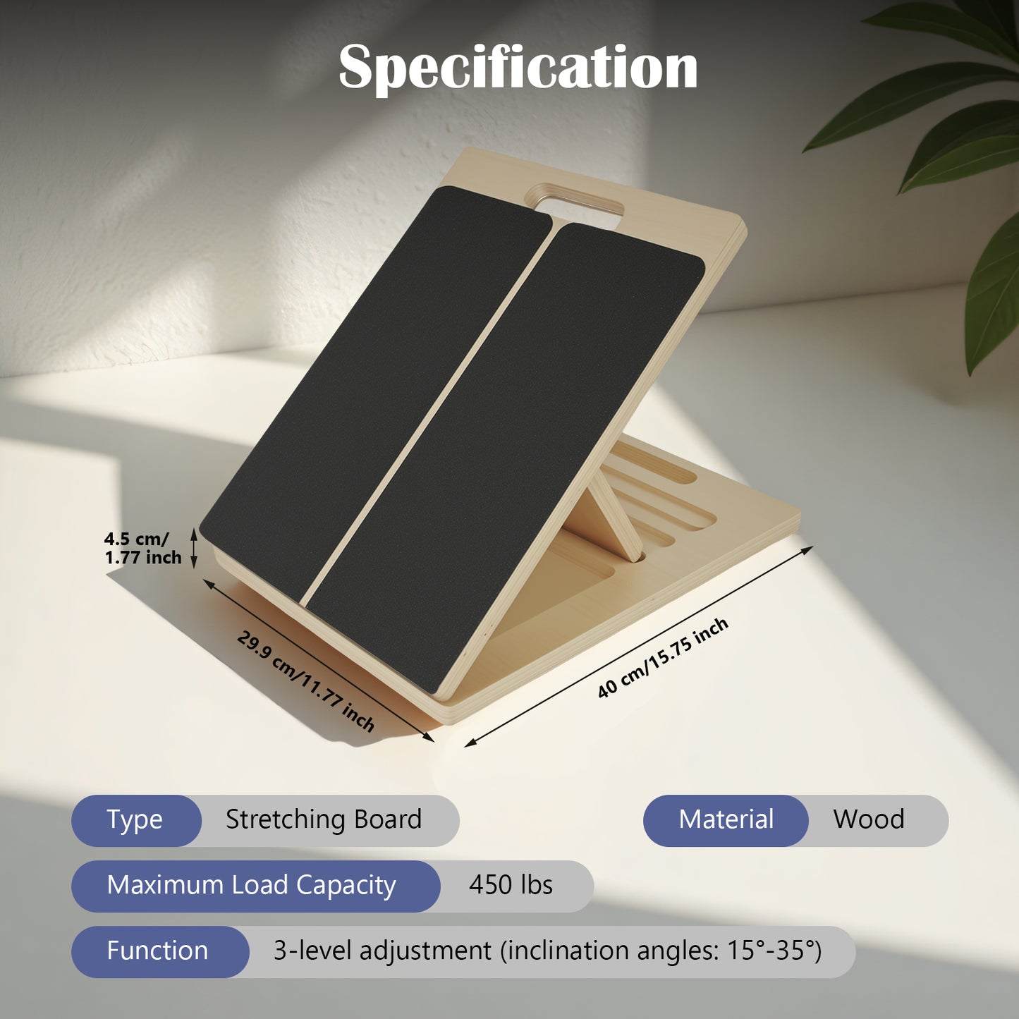 ALSO GO Portable Wooden Incline Board, 3-Level Adjustable, Natural Wood Color Stretching Board, Calf Stretch Board for Knees Ankle Heel Feet Leg