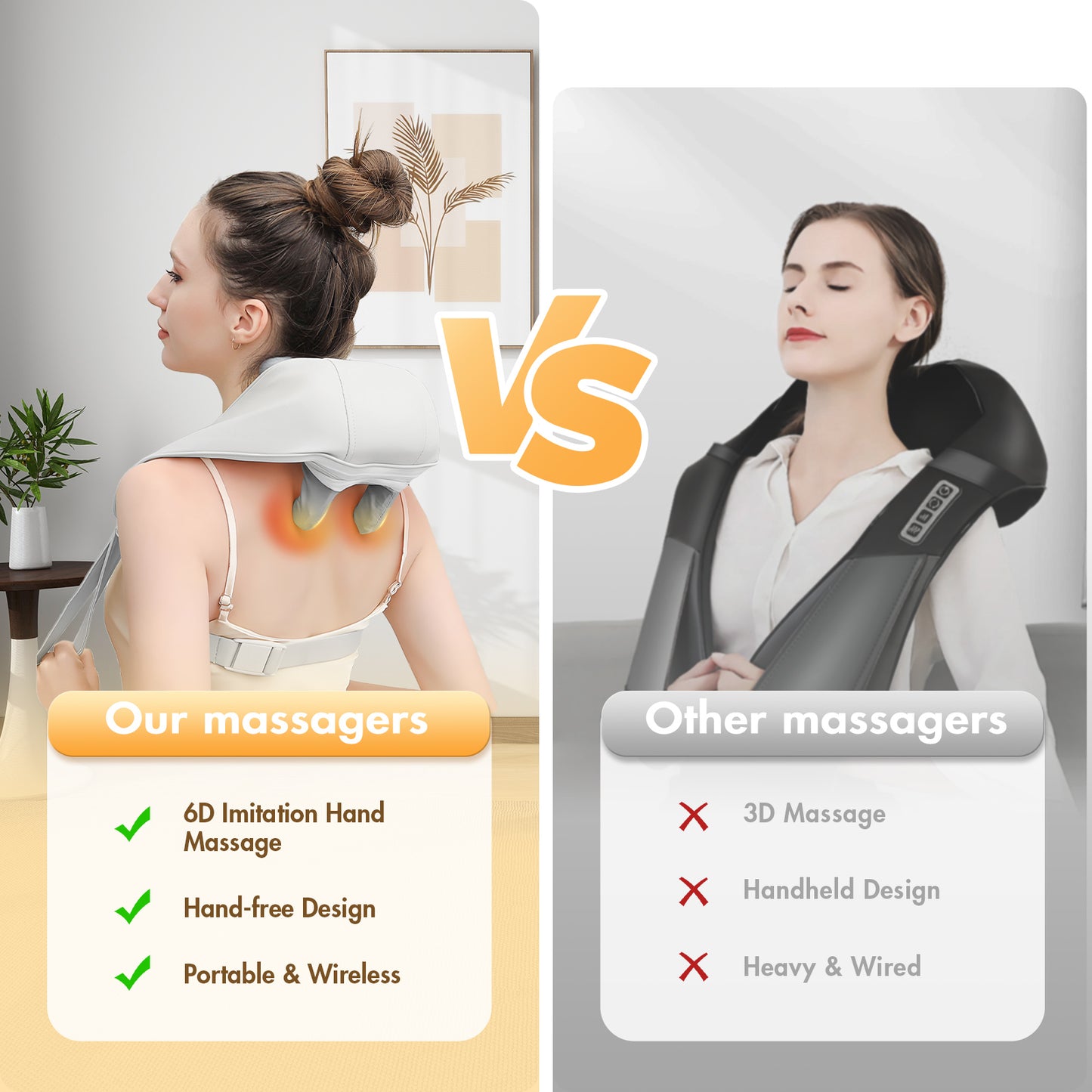 Cordless Neck and Shoulder Massager with Heat, Deep Tissue Upgraded 4D Shiatsu Massage Pillow for Back, Neck, and Shoulders, Perfect Gift for Men, Women, Moms, and Dads