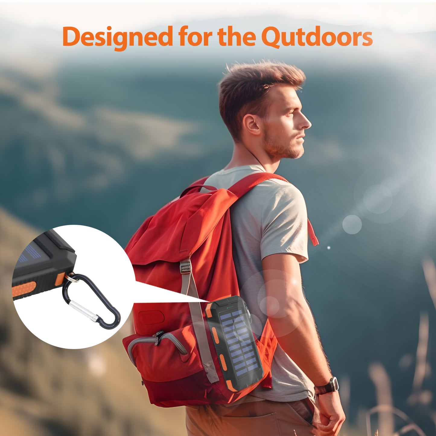 2PK Solar Power Bank, Portable Charger, 20000mAh Solar Charger with LED Flashlight, IP65 Waterproof External Backup Battery Pack Perfect for Camping, Outdoor Activities