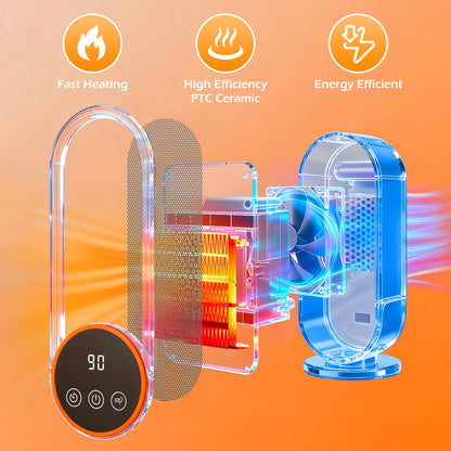 1200W Tower Heater, Ceramic Space Heater with Thermostat, 3D Realistic Flame Effect and Remote Control, 3 Modes, Overheat and Tip-Over Protection, Suitable for Home/Living Room