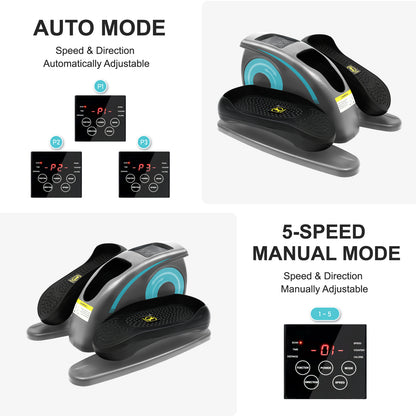 Under Desk Elliptical Machine, Quiet and Portable Electric Seated Pedal Exerciser with Remote Control and LCD Display Monitor for Adult &Seniors, Adjustable Directional and Speed