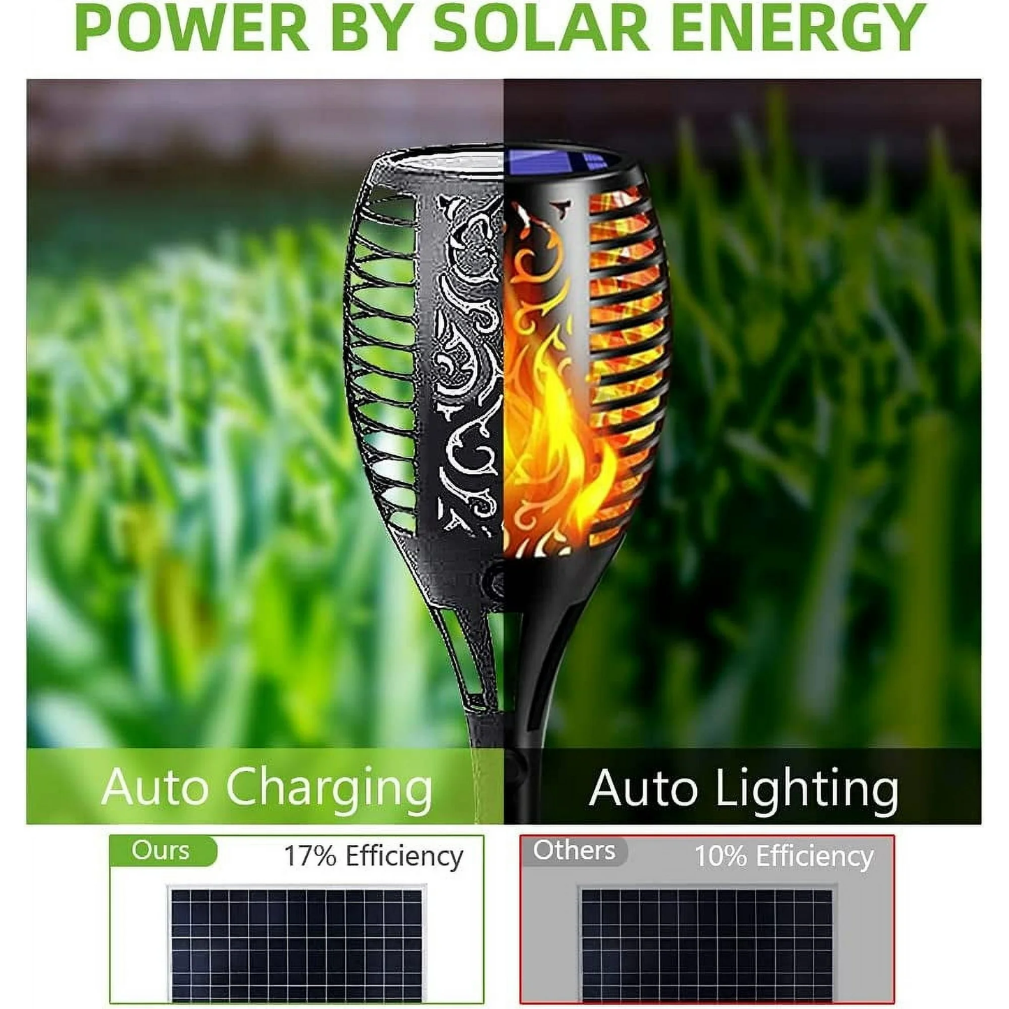 Solar Torch Lights with Flickering Flame, Solar Flickering Lights, 4 Pack Solar Lights Outdoor Waterproof Solar Pathway Lights Landscape Lighting for Garden Lawn Patio Yard Outdoor Decorations