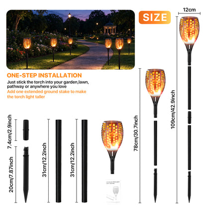 43" Solar Outdoor Lights, 96 LED, Higher & Larger Flickering Flame Solar Torch Lights Waterproof Outdoor Pathway Lights for Garden Patio Yard 6 Pack