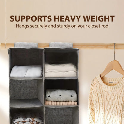 Hanging Closet Organizer, 2 Packs Closet Organizer and Storage, 5-Shelf Closet Hanging Storage Shelves, Closet Organization for Bedroom, Nursery, Diapers, Grey